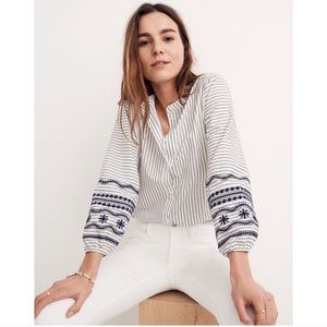 Madewell Embroidered Sleeve Top